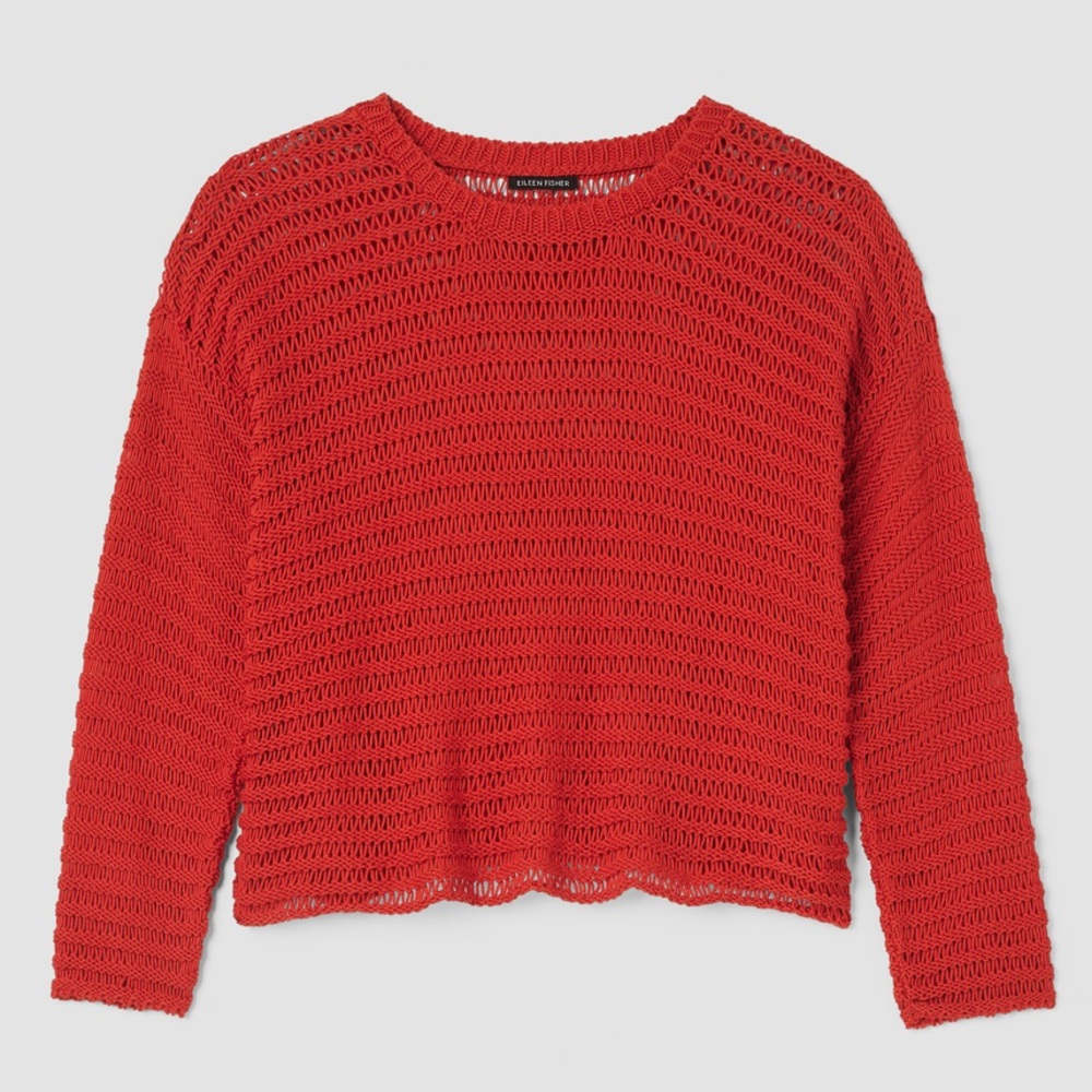 Eileen Fisher Peruvian Organic Cotton Cord Crew Neck Top